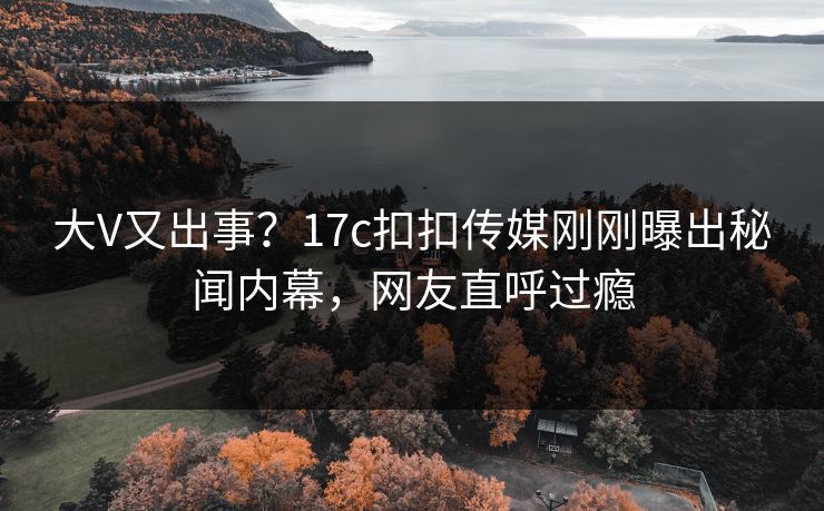 大V又出事？17c扣扣传媒刚刚曝出秘闻内幕，网友直呼过瘾