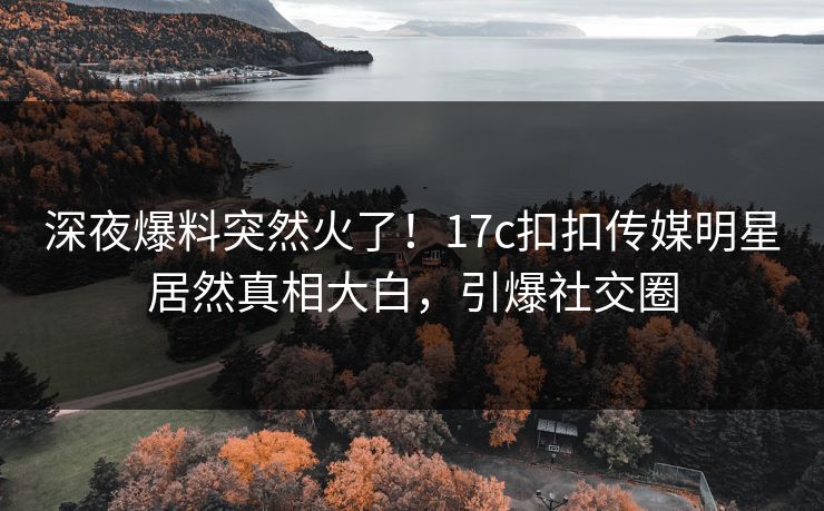 深夜爆料突然火了！17c扣扣传媒明星居然真相大白，引爆社交圈