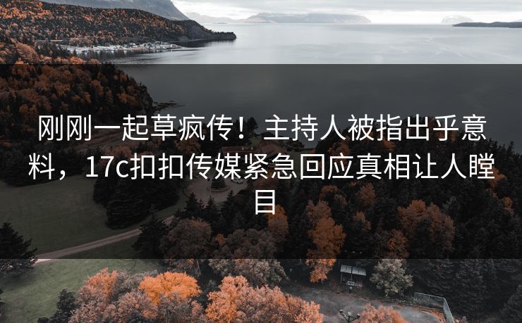 刚刚一起草疯传！主持人被指出乎意料，17c扣扣传媒紧急回应真相让人瞠目