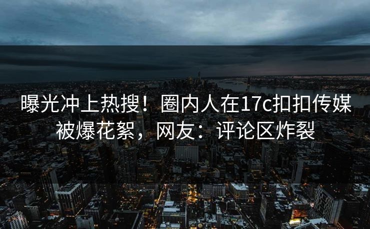 曝光冲上热搜！圈内人在17c扣扣传媒被爆花絮，网友：评论区炸裂