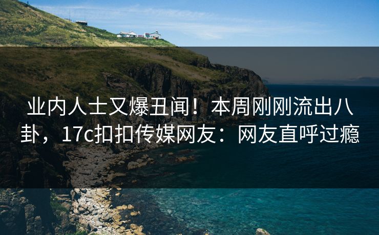 业内人士又爆丑闻！本周刚刚流出八卦，17c扣扣传媒网友：网友直呼过瘾