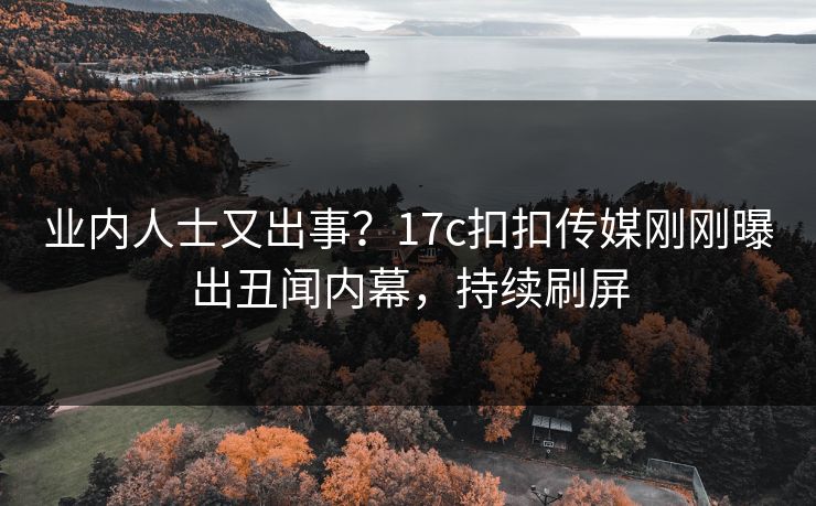 业内人士又出事？17c扣扣传媒刚刚曝出丑闻内幕，持续刷屏