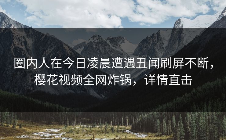 圈内人在今日凌晨遭遇丑闻刷屏不断，樱花视频全网炸锅，详情直击